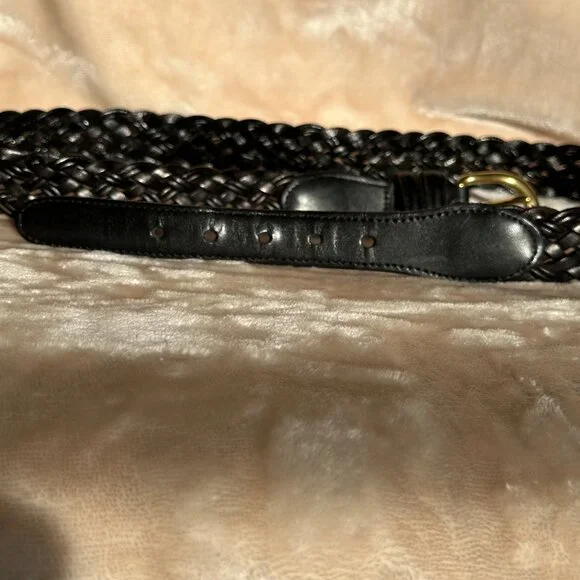 Coach Black Leather Braided Brass Buckle Belt Women's 36" - Picture 6 of 9